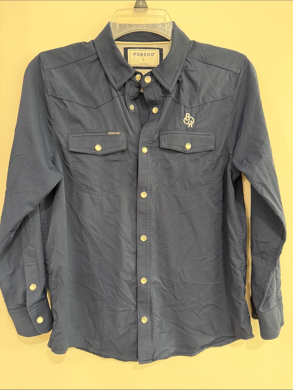 Poncho Women's Navy Button-Down Western Shirt with Snap Front